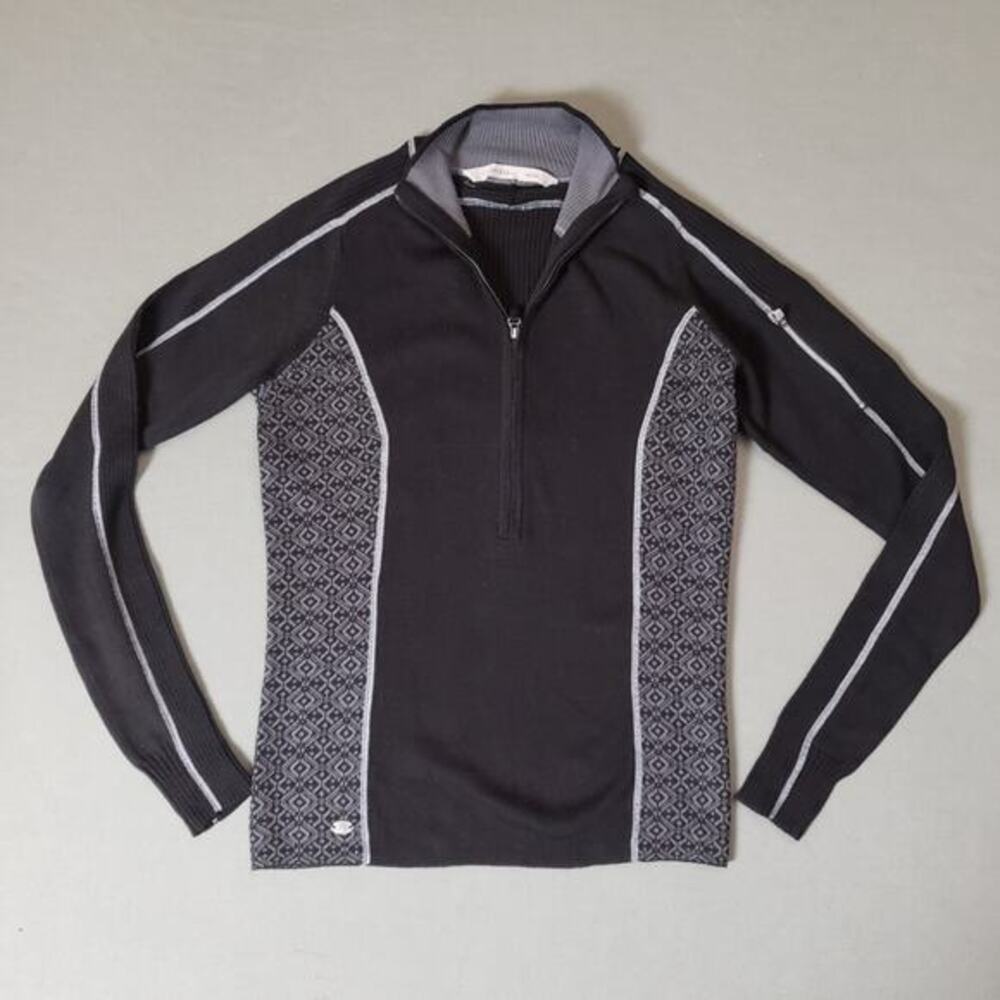 ATHLETA Sidestep Half Zip Pull‎ Over Sweater Black & Gray Women's Large Athletic